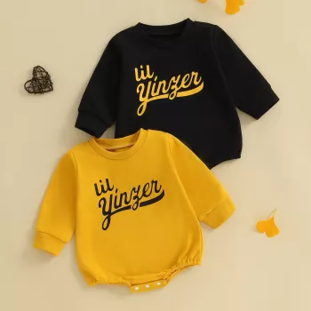 Long-Sleeve Letter-Print Baby Romper: Cozy Everyday Fit