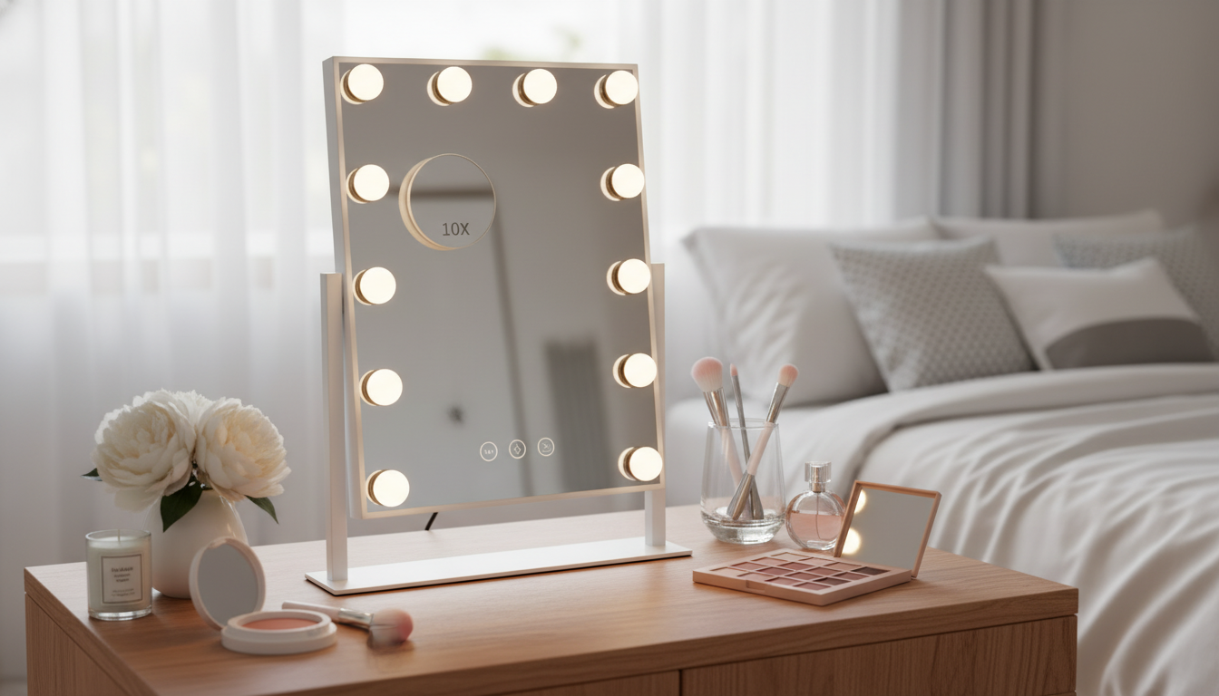 Vanity Makeup Mirror with Lights: 3-Color LED + 10X