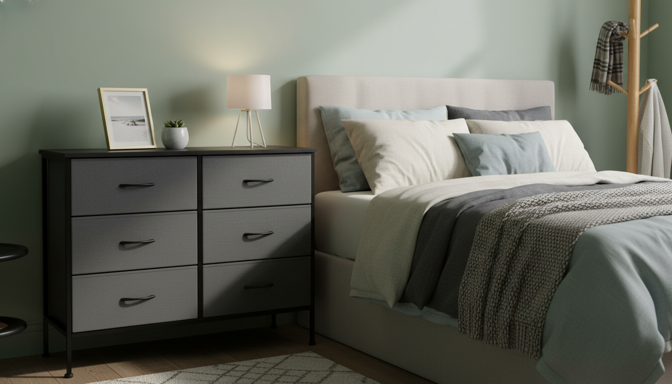6-Drawer Nightstand: Wooden Top Storage for Any Room