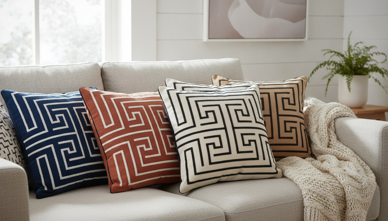 Chenille Labyrinth Cushion Cover: Modern Textured Accent