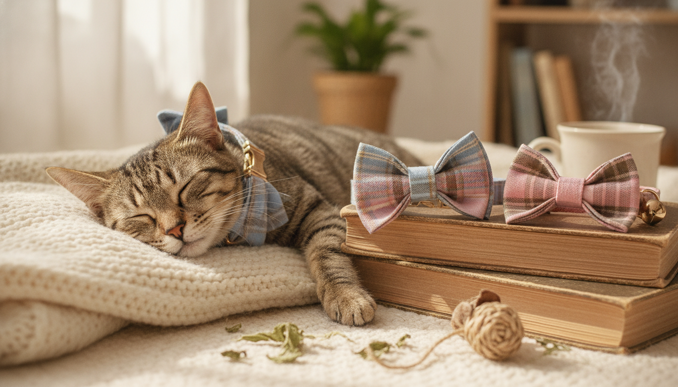 Plaid Bowknot Cat Collar: Breakaway Safety Buckle