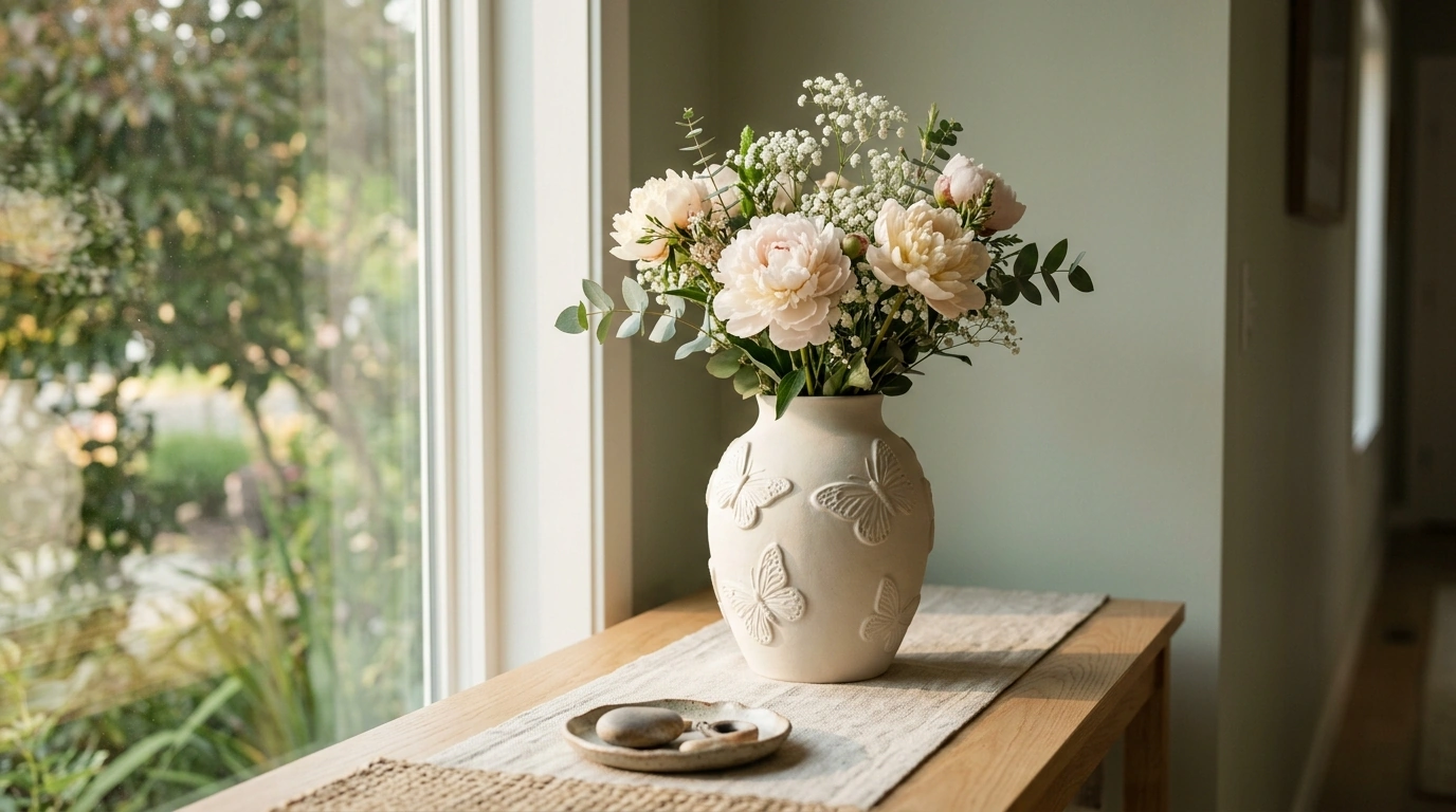 Embossed Butterfly Ceramic Vase: Styling & Care Tips