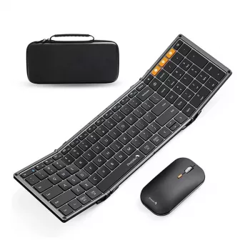 Tri-Fold Keyboard + Mouse: Full-Size Work Anywhere