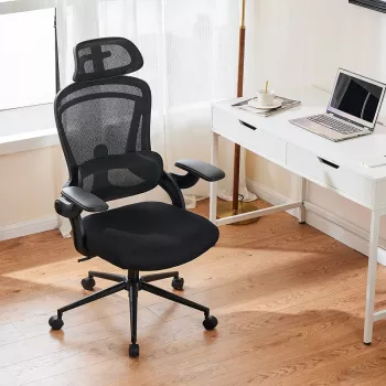 Mesh Office Chair with Lumbar Support & Flip-Up Arms